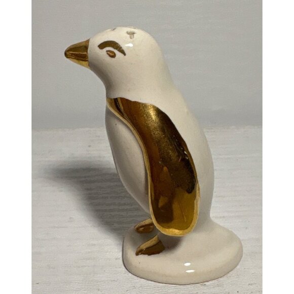 Ceramic Penguin Salt Shaker With Gold Accents - Picture 4 of 7